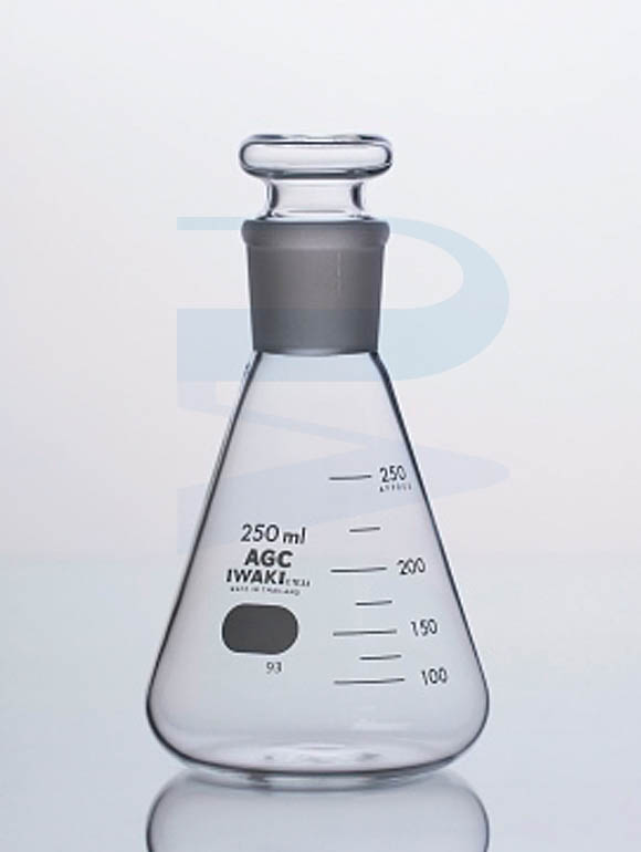Conical Flask IWAKI, w/Glass Stopper, Boro3.3