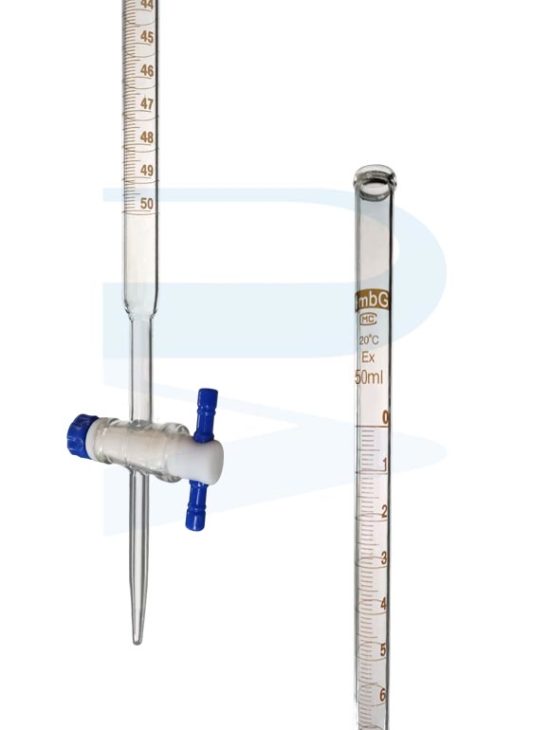 Burette, PTFE stopcock, Class B, HmbG (25ml 50ml) Progressive