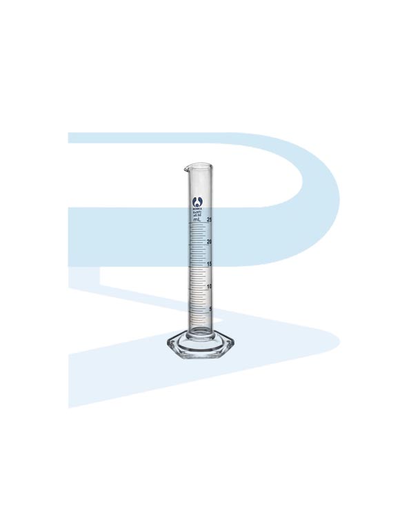 G1509_Measuring-Cylinder-25ml-Blue-Hexagonal-Base-BOMEX Measuring Cylinder, Blue Scale, Hexagonal Base, BOMEX (25ml)