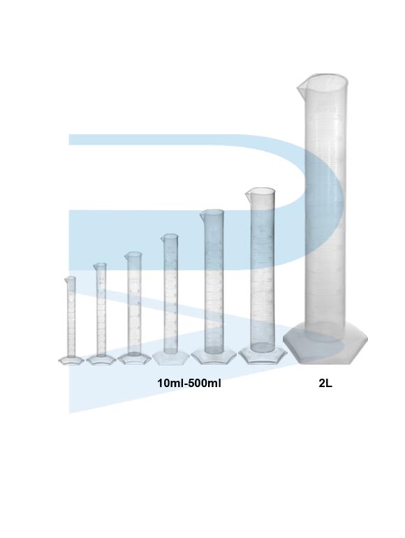 Measuring Cylinder, Embossed Scale, Hexagonal Base, PP