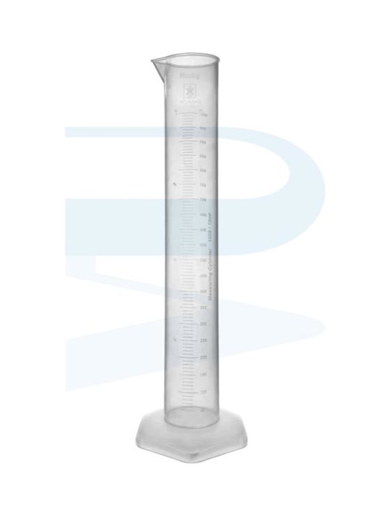Measuring Cylinder, Embossed Scale, Hexagonal Base, PP, HmbG (1L