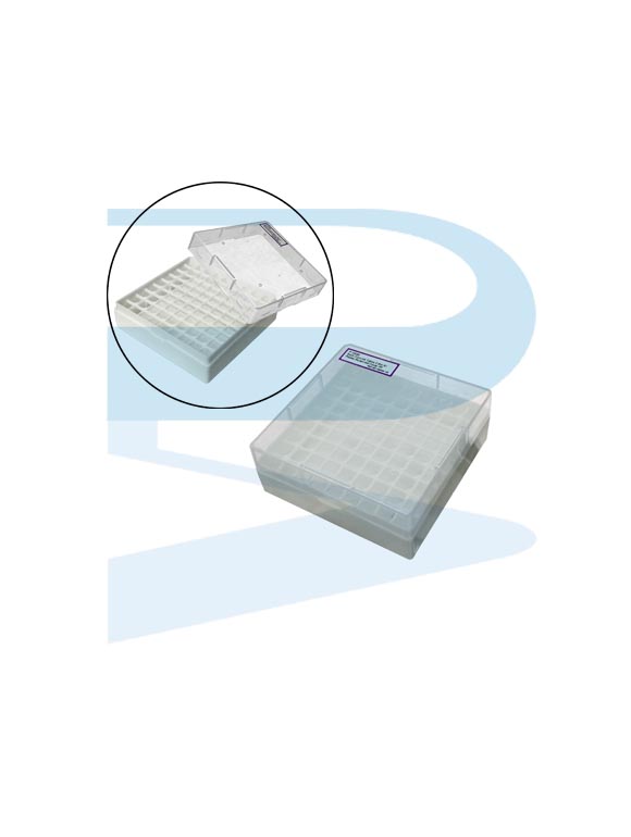 P0338-Rack-Cryovial-Tubes-2ml-81-places-separated-Cover-PP Cryovial Tube Rack 2ml, 81 places, PP