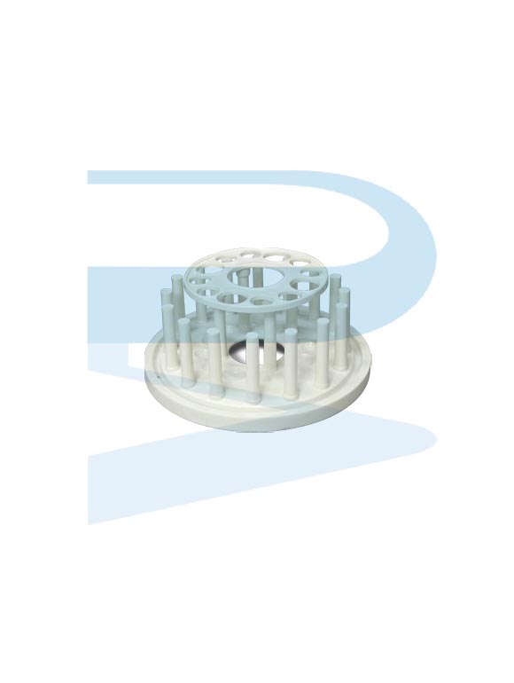 Test Tube Rack, Round/Circular, Ø25mm x 4 holes, Ø19mm x 8 holes, plus 16 drying pins, PP