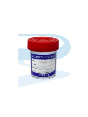 Urine Container 60ml, red cap, with label, sterile, PP