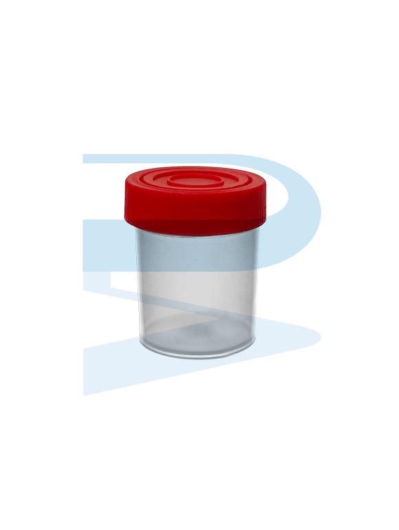 Urine Container 60ml, red cap, without label, non-sterile, PP